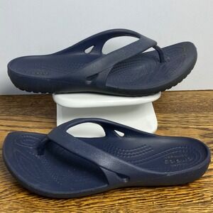 Crocs Kadee II Flip Flops Navy Blue Womens Size 6 Sandals Lightweight Comfort
